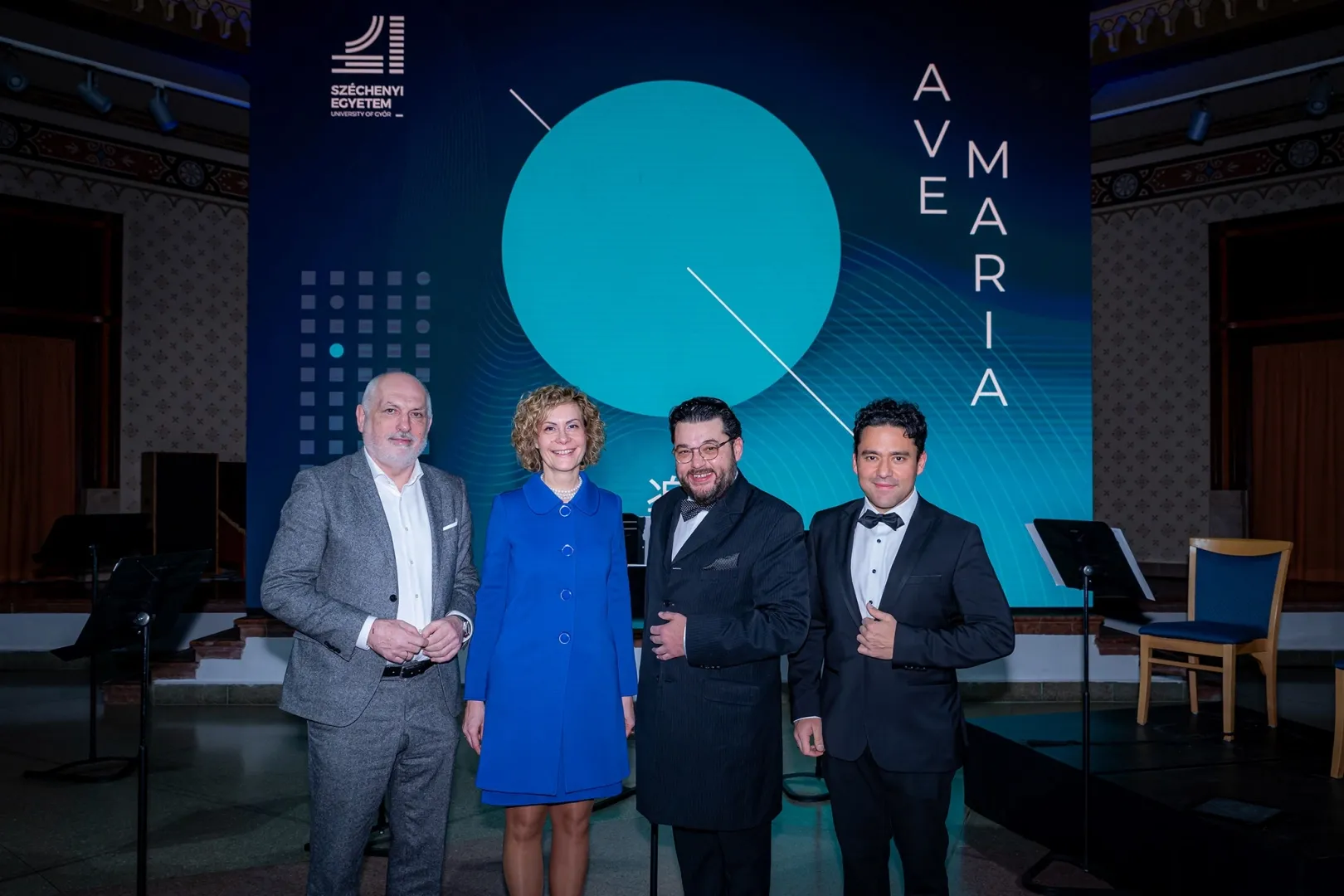 Imre Pintér-Péntek, Vice President of the Hungarian Chamber of Commerce and Industry and President of the Győr-Moson-Sopron County Chamber of Commerce and Industry; Dr Eszter Lukács, Vice President for International and Strategic Relations at Széchenyi István University; as well as violinist Sándor Jávorkai and cellist Ádám Jávorkai, attended the formal film screening. (Photo: András Adorján)